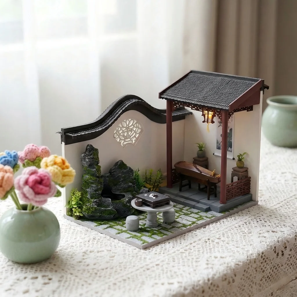 Decoração de Estante, Série para Sala de Estar, Casa de Bonecas em Estilo Chinês MDUG (estilo 2)