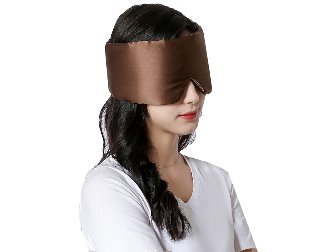 Máscara de Dormir de Seda Ajustável Dupla Face Cor Café AQUAFORGE
