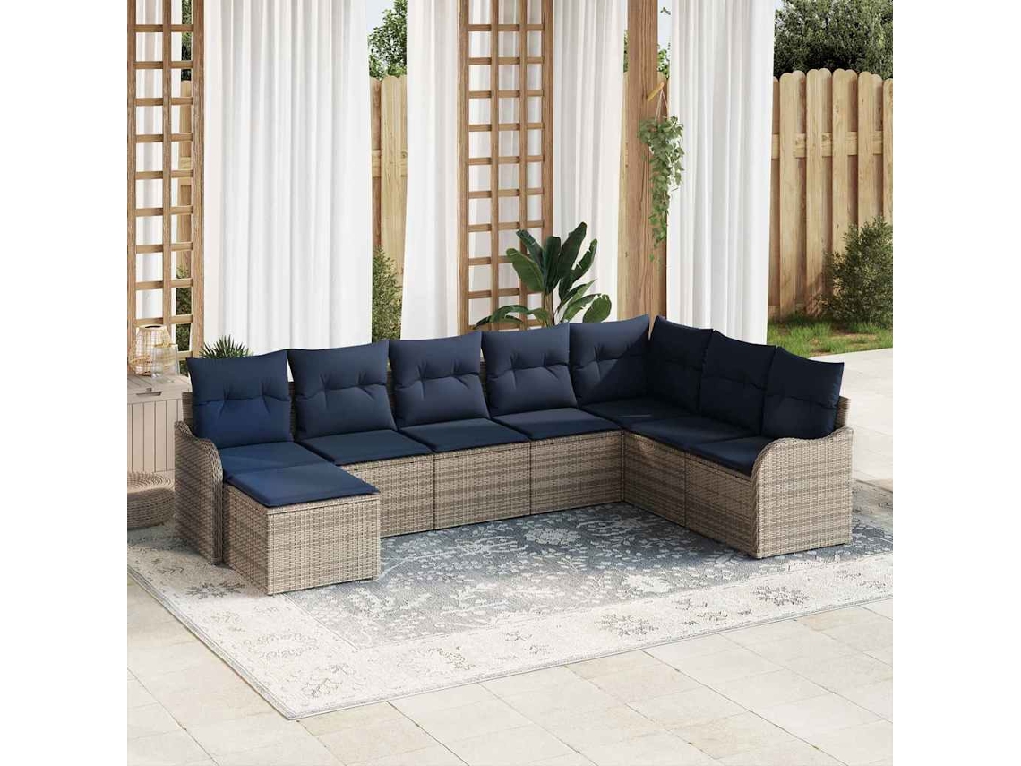 Vidaxl Conjunto De Sofá De Jardim Cinzeto Vime Pe