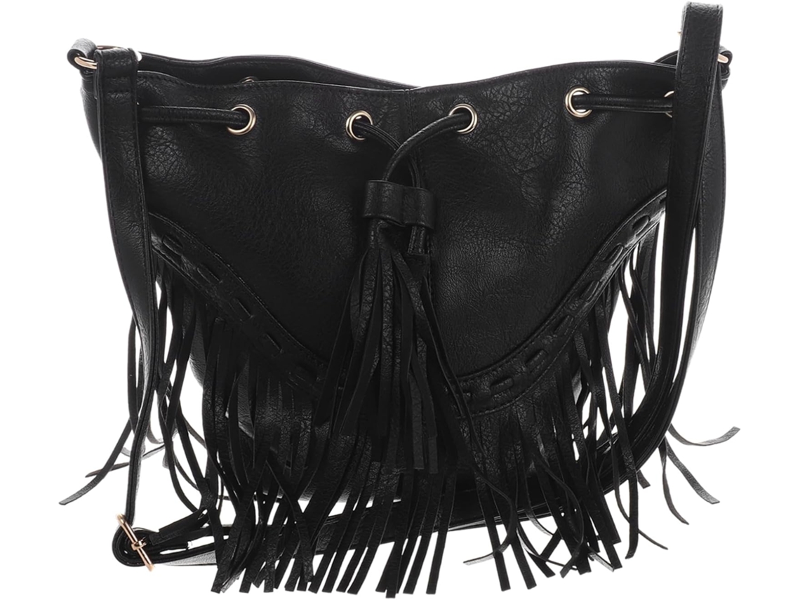 Bolsa De Ombro Feminina Estilo Balde Com Franjas, Em Couro Pu Fácil De Limpar, Ideal Para Celulares E Outros Itens.