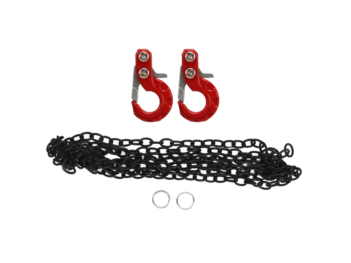 Mali 2pcs Gancho de Reboque Rc em Liga de Alumínio Resistente À Corrosão com Cadeia para Carro Modelo 1/10 Scx10 Vermelho