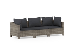 Conjunto de 3 Pcs Lounge de Jardim com Almofadões Vime Pe Cinzento MAISON EXCLUSIVE
