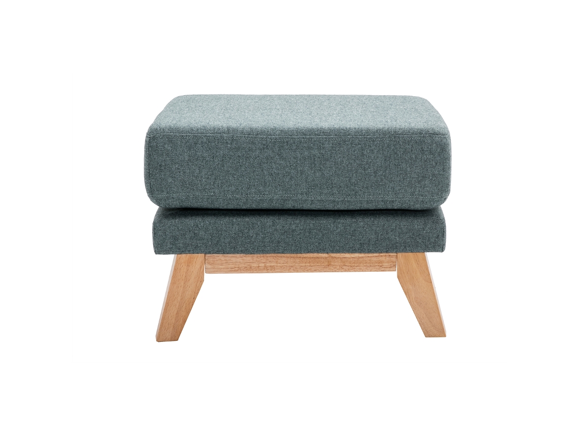 Pufe nórdico para apoio de pés com capa removível verde acinzentado e madeira clara Oslo MILIBOO