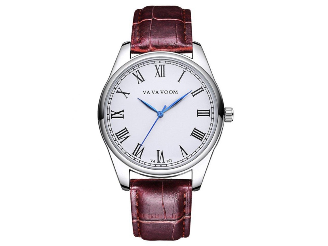 Relógio de pulso masculino Vava Voom Businessman Quartz, azul/marrom