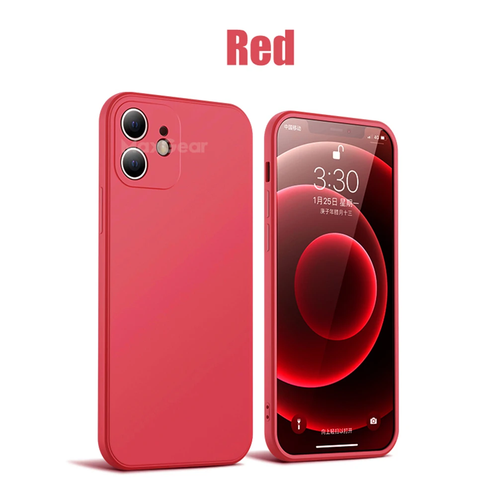 Capa Quadrada De Silicone Líquido (vermelha Para Iphone 13), Com Borda Protetora Macia E Ultrafina.