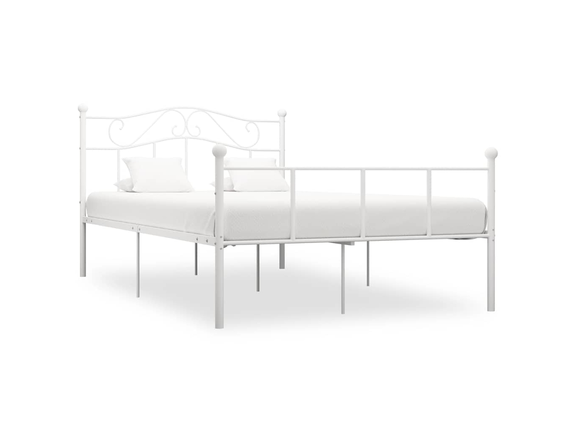 Vidaxl Estrutura De Cama 140x200 Cm Metal Branco