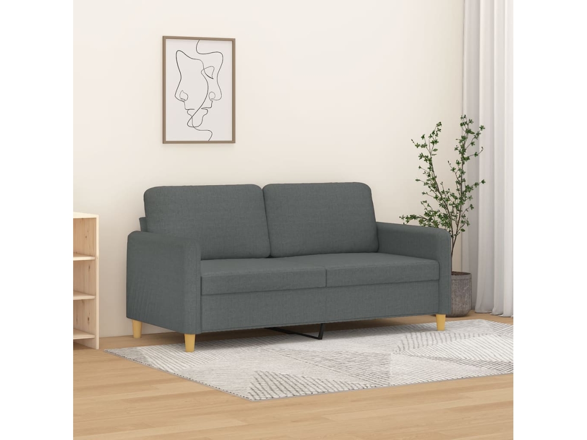 Vidaxl Sofá De 2 Lugares Em Tecido 140 Cm Cinzento-escuro