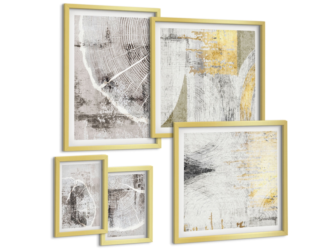 Conjunto De Pinturas Padrões Abstratos Neutros Espelharte (5 Peças)
