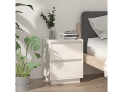 Vidaxl Mesa De Cabeceira 40x35x50 Cm Madeira De Pinho Maciça Branco