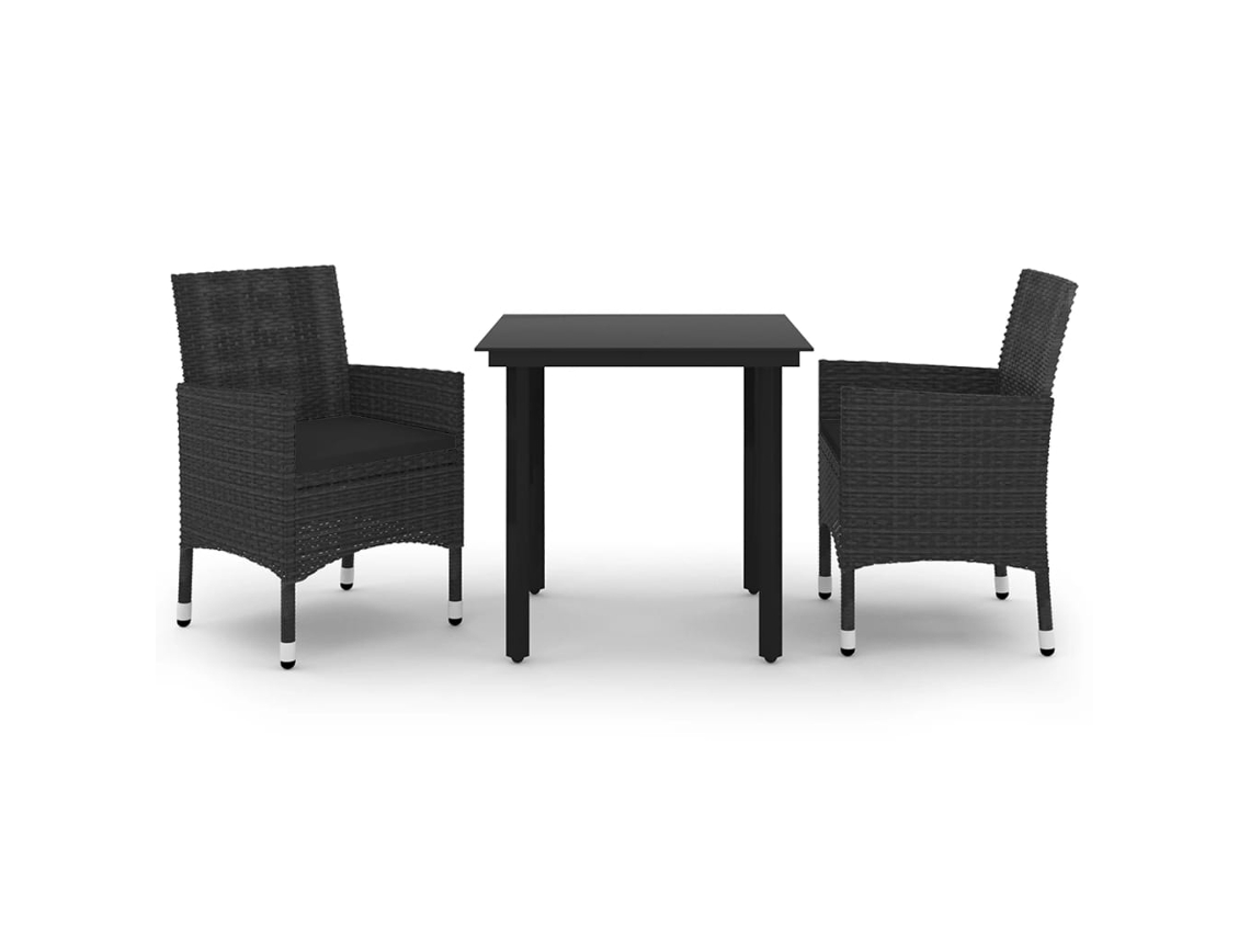 Garden Dining Set, Garden Dining Sets Vidaxl Preto Rattan / Vime (80 Cm Table Length)