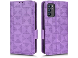 Capa Triangular Avançada Slot para Oppo Reno 6 5G HONGWE. Pele Sintética Magnética Roxo