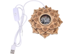 Base de Madeira com Iluminação Led em Formato de Lótus, Alimentada por Usb, Ideal para Luminárias de Cristal. SFUSHOS