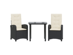 Garden Dining Set, Garden Dining Sets Vidaxl Preto Rattan / Vime (80 Cm Table Length)