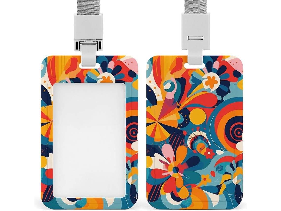Porta-crachá com estampa floral colorida e abstrata, personalizado, à prova d'água, protetor de crachá, ideal