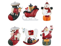 Enfeites De Resina Para Árvores De Natal , Enfeites De Natal Pendurados, Meias De Natal De Papai Noel E Boneco De Neve. Olysi Shop (pacote Com 6)