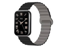 Bracelete Para Xiaomi Band 9 Pro / 8 Pro - Silicone Magnético Reversível - Fecho Duas Cores Preta + Cinza