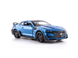(azul) Miniatura De Carro Chevrolet Camaro Em Escala 1/32, Feita De Metal, Com 4 Portas Que Podem Ser Abertas, Com Luzes E Efeitos Sonoros.