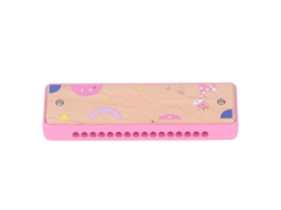 Primerox harmonica Infantil de Madeira 16 Buracos para Crianças Iniciantes Musical Educativo Rosa