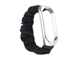 Bracelete de Tecido + Metal Estilo Floral para Xiaomi Mi Band 5 Preto