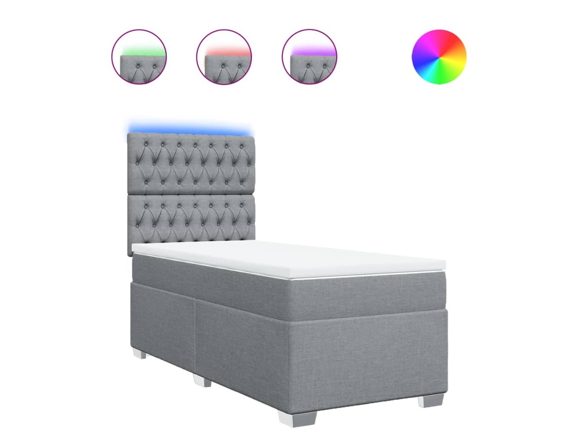 Box Spring Bed, Box Spring Beds Vidaxl Cinzeto Tecido (90 X 200 Cm)