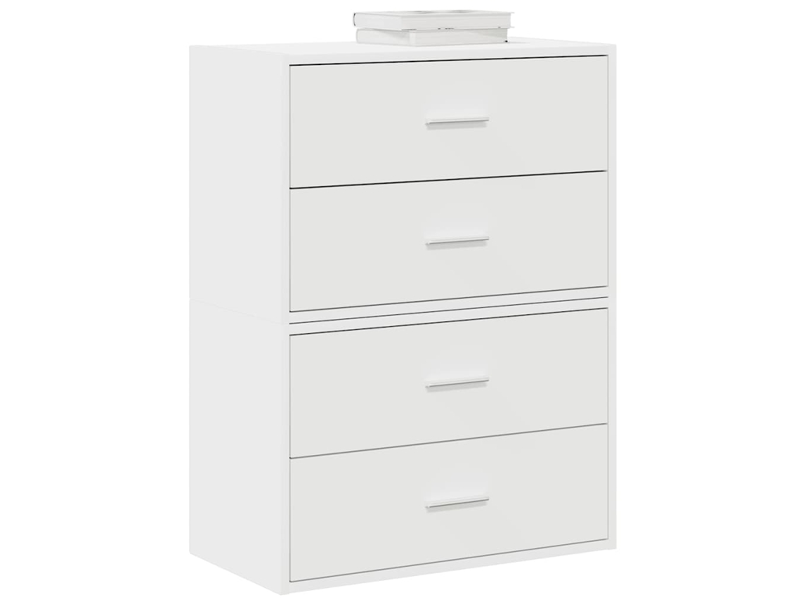 Vidaxl Armários C/ 4 Gavetas 2 Pcs 60x31x40cm Derivados Madeira Branco