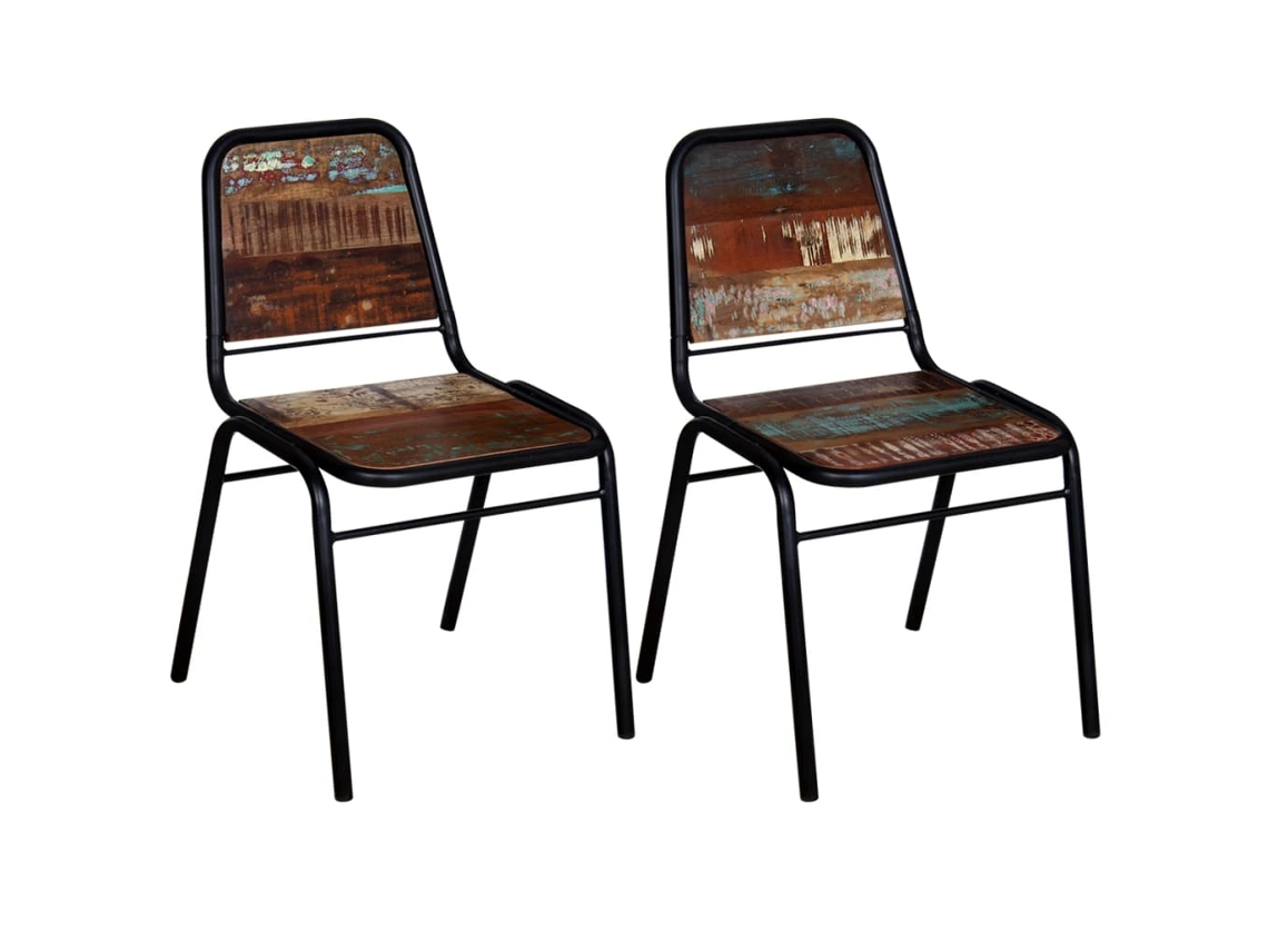2 Pcs Cadeiras De Jantar | Cadeira De Refeição | Cadeira De Cozinha Madeira Recuperada Maciça