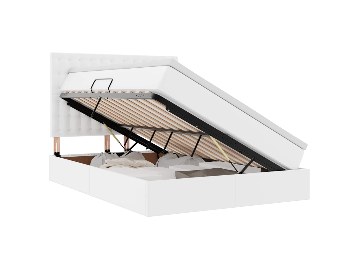 SYFAX™ Cama com Arrumação e Led com Colchão Branco Puro 140 X 200 Cm