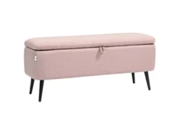 Banco de Armazenamento com Tampa Reversível e Pernas de Aço para Entrada do Quarto e Sala de Estar, 101x38,5x44,5cm Rosa Ge
