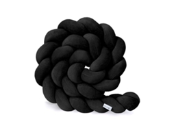 Almofada de Proteção para Cerca de Berço, Pelúcia Macia Anticolisão, 3m. Preto