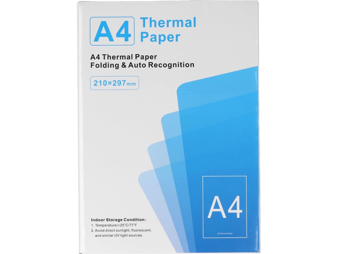 Papel Térmico A4 Para Impressão, Folhas Compatíveis Sem Tinta.