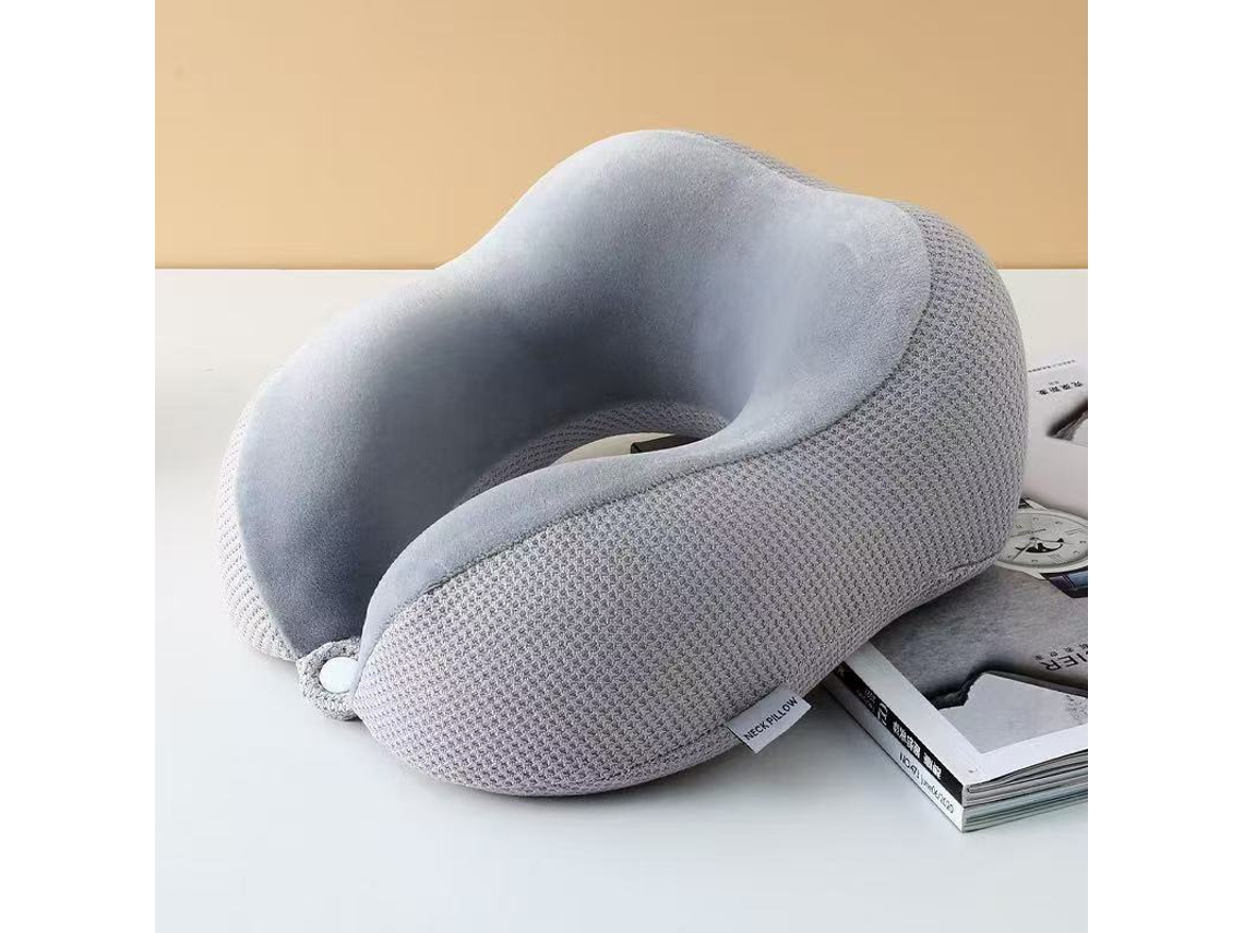 Travesseiro De Pescoço Em Espuma Viscoelástica Formato U, Ideal Para Viagens, Oferece Suporte Confortável O E A Cabeça, Na Cor Cin Aquaforge