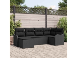 Vidaxl Conjunto De Sofá De Jardim 6 Unid. Preto Vime Pe