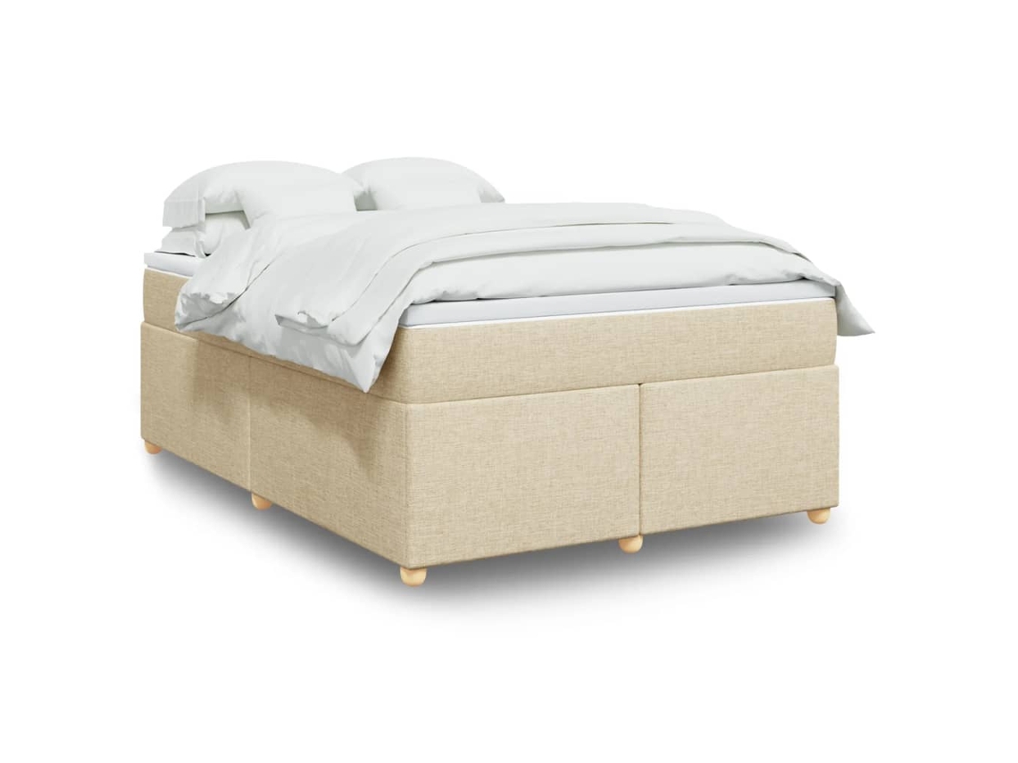 Vidaxl Cama Com Molas/colchão 140x200 Cm Tecido Cor Creme