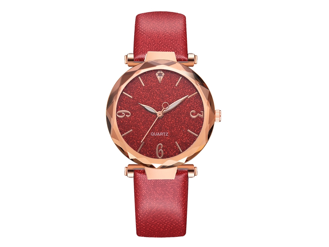 Relógio de Pulso de Quartzo com Capa em Ouro Rosa S/MARCA para Mulher Vermelho