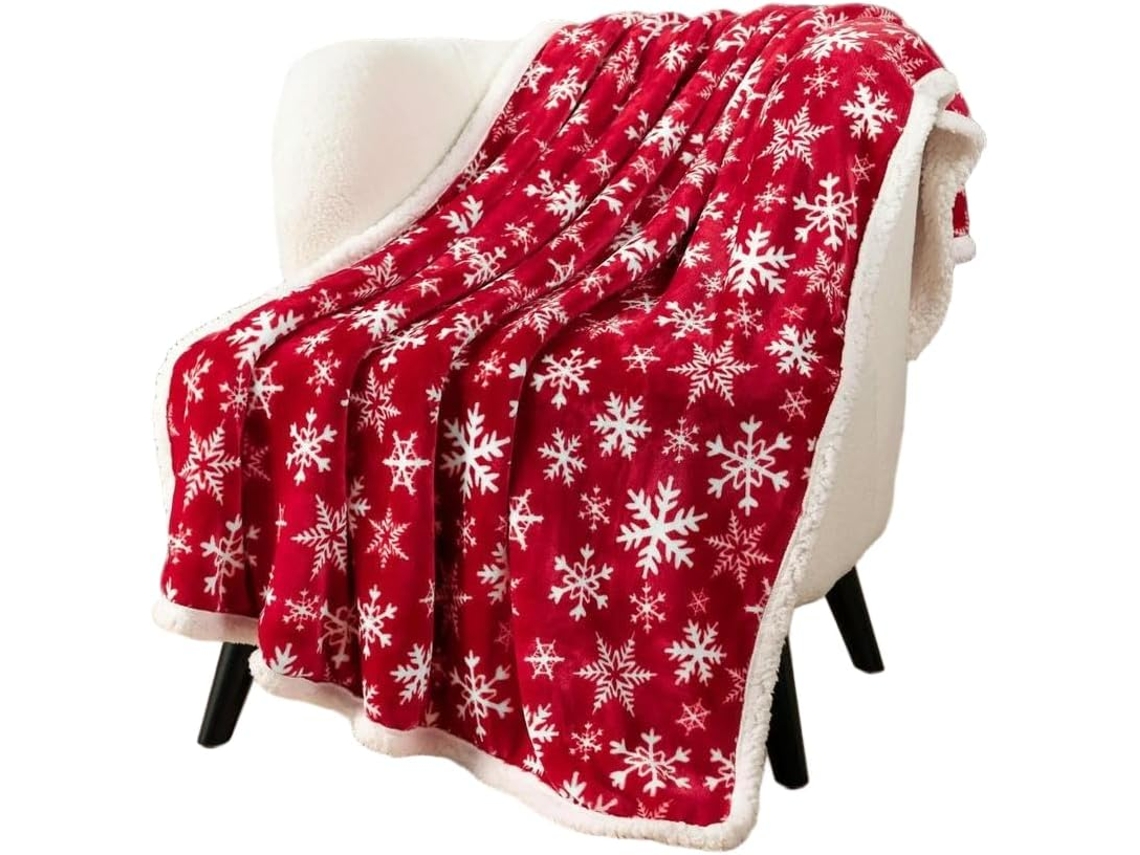 Manta de Inverno Syjym com Estampa Flocos Neve Natalinos Confortável e Multifuncional para Cochilos Flanela