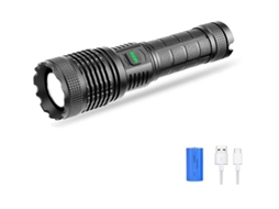 Tocha Recarregável, Xhp70.2 Tocha Tática Led Brilhante 6000 Lúmens Lanterna Potente Hign Lumens Tocha Usb Com Exibição De Energia Yizhood (preta)
