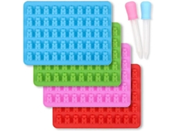 Molde de silicone 2026 para ursinhos de goma com 2 pipetas, formato de rosto, 200 unidades, uso único, seguro para forno, geleia e lava-louças.