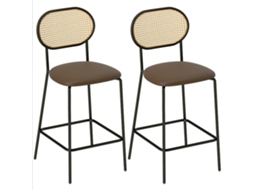 Conjunto 2 Bancos Bar Encosto Vime Estilo Natural