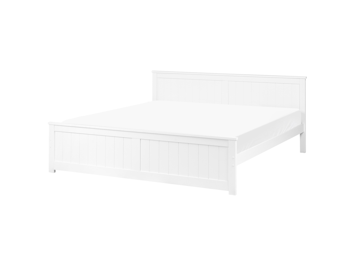 Cama Beliani Sabran De Madera De Pino Blanco 189x206x82