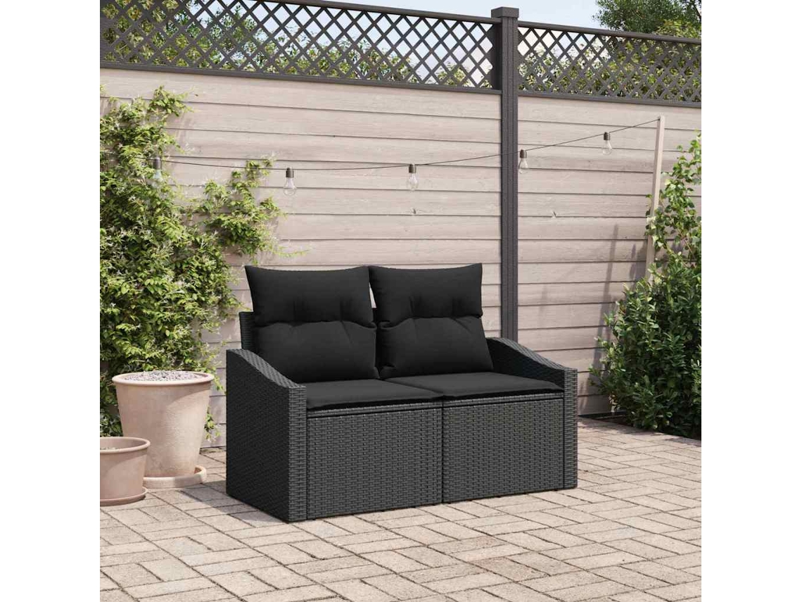 Vidaxl Sofá De Jardim Com Almofada 123 X 62 X 69 Cm Vime Pe