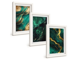 Composição De Quadros Padrões Elegantes De Pedra Espelharte (3 Peças 20x30 Cm)