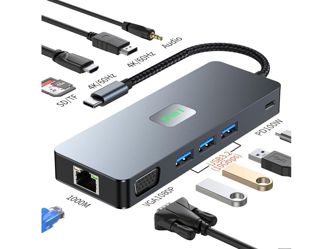 Usb, Estação De Encaixe, Adaptador, 11 Em 1, Para Macbook, Pro, Air, Para Ipad E Outros Dispositivos Tipo C Zeuxo