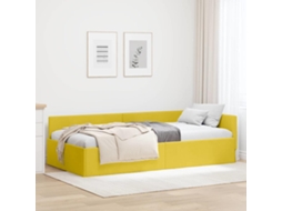 Vidaxl Estrutura De Cama De Canto Amarelo 90 Cm X 190 Cm Veludo