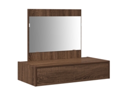 Mesa De Maquiagem De Parede Carvalho Castanho Vidaxl Castanho Madeira De Carvalho Maciça (83x40x70 Cm)