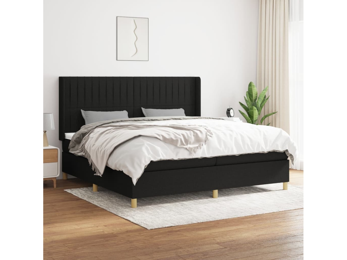 Vidaxl Cama Com Molas/colchão 200x200 Cm Tecido Preto
