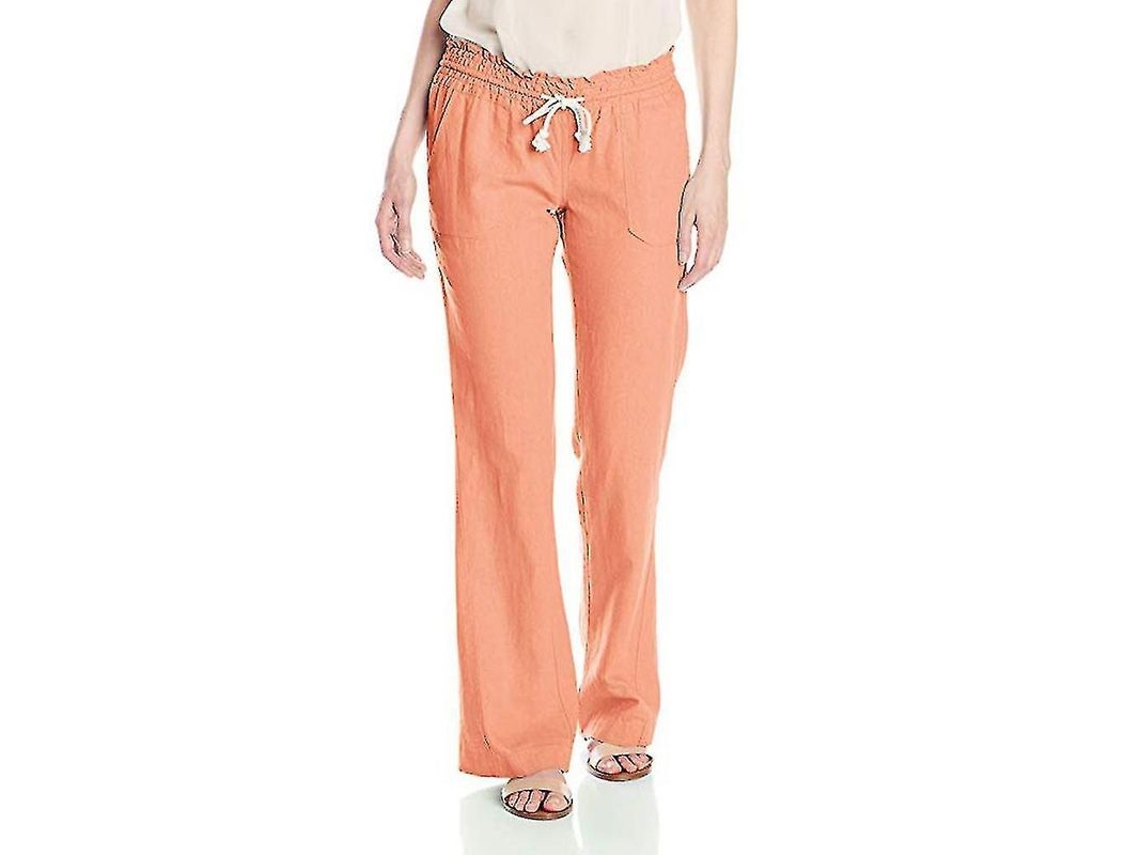 2026 pantalones de Algodón Y Lino para Mujer, Bolsillos Laterales, Cintura Elástica Con Cordón Ajustable, Ideal para Playa Y Deportes