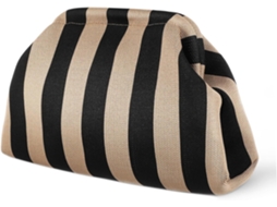 Bolsa Feminina Pequena, Tipo Carteira, Em Poliéster, Com Listras Pretas E Amarelas. Ideal Para O Dia A Dia.