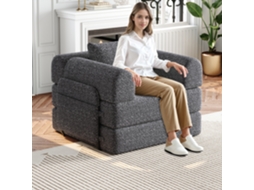 Sofá-cama Chenille 2-em-1 C/ Patente, Braço C/ Armazenamento.-kd