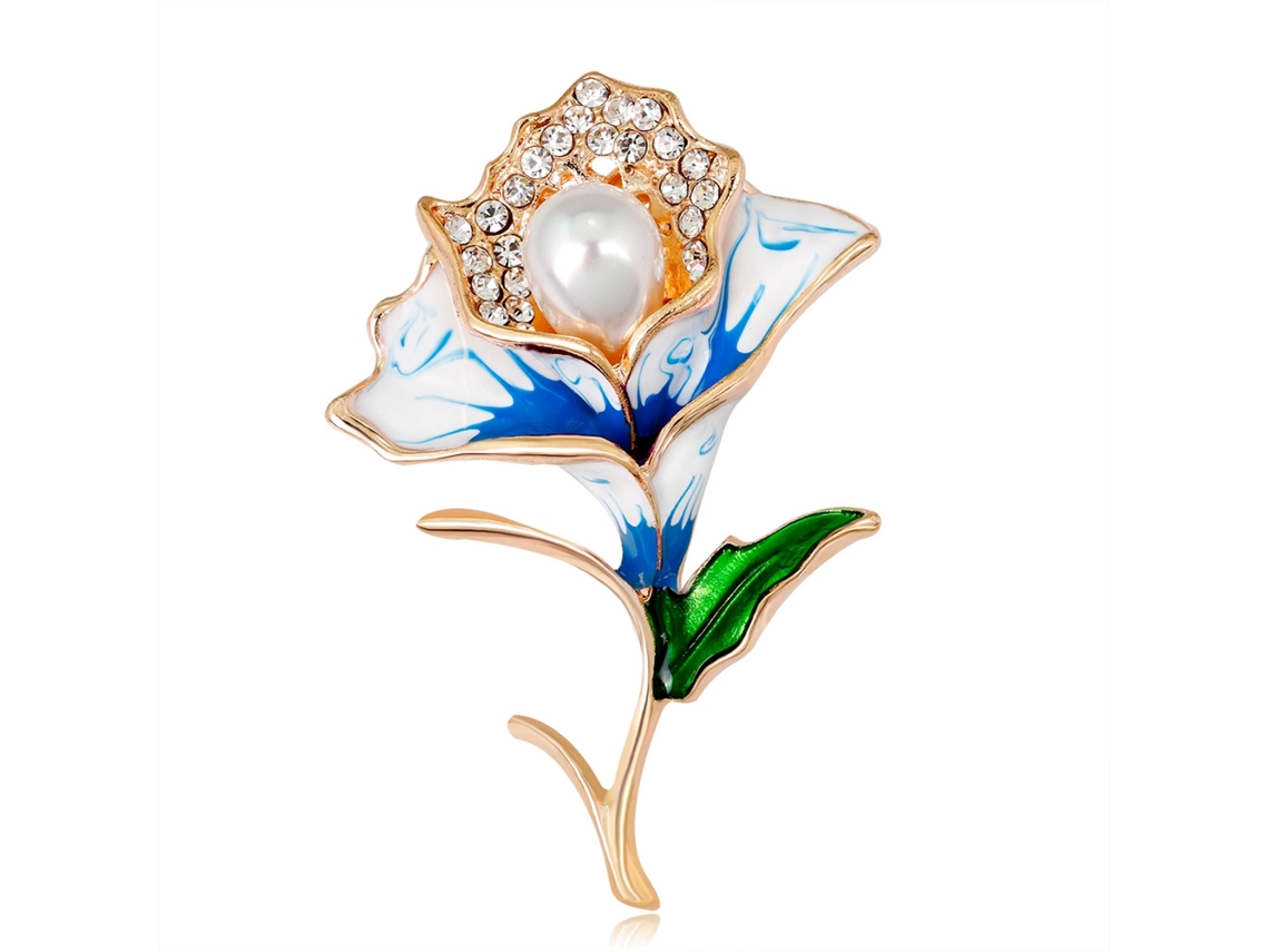 Broche Girassol Decoração Com Strass E Pérola Falsa