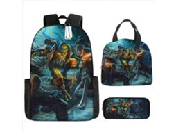 Mochila Escolar, Infantil, Estampa De Desenho Animado Com Estojo E Lancheira
